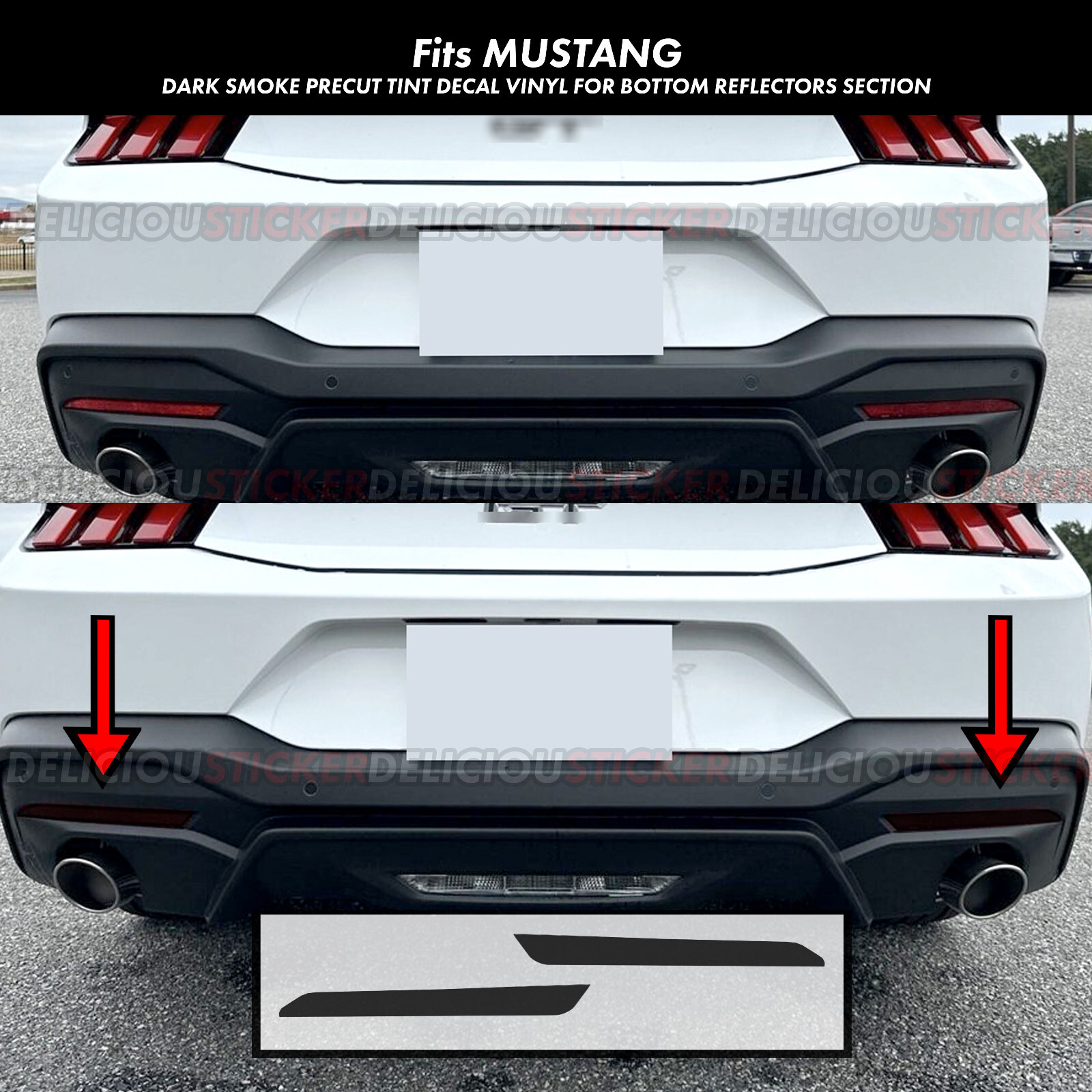 For 24-26 Ford Mustang S650 SMOKE Rear Reflectors Tint Overlay Decals Vinyl Ppf