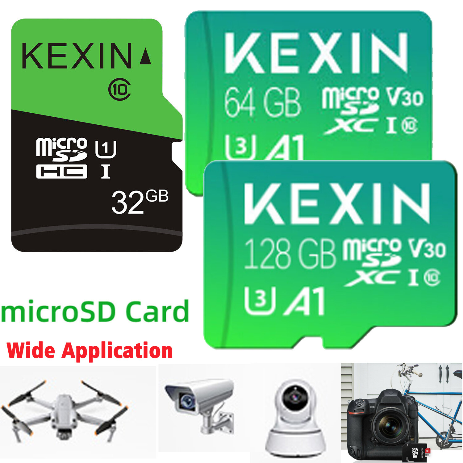 KEXIN 32GB 64GB 128GB Micro SD Card TF Card C10 Flash Memory Cards Storage Lot
