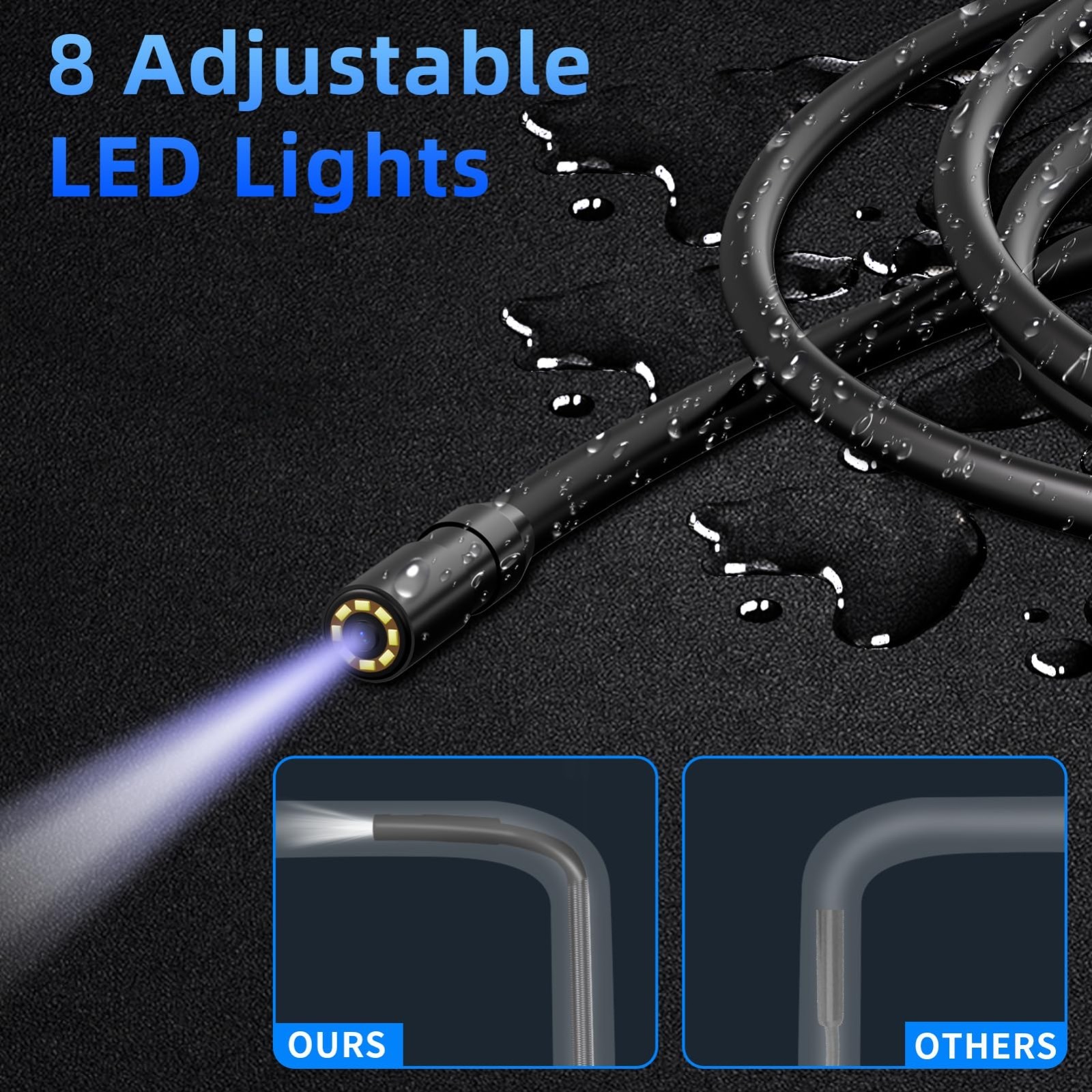 Borescope Camera with Light, 16.5ft Endoscope Inspection,Waterproof Snake Camera