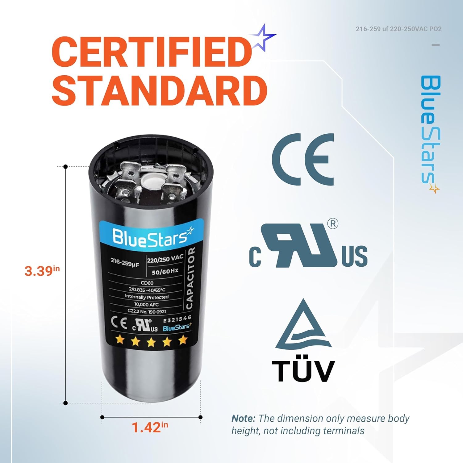 Upgraded Version 2 Packs 216-259 uF/MFD 220-250V Round Start Capacitor Replaceme