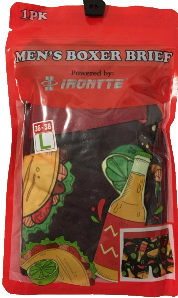 Tacos Chili Peppers Beer and Limes Novelty Boxer Briefs Men’s Size 36-38 L