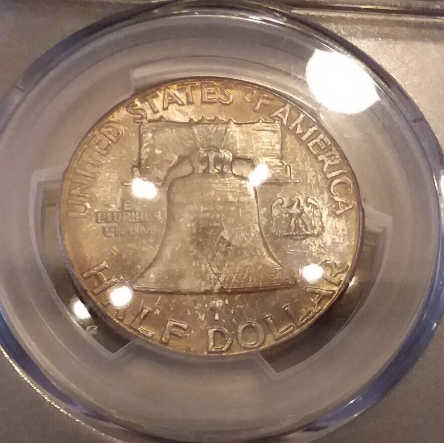 1958 PCGS MS66 FRANKLIN HALF *** SUPERB MINT STATE - BEAUTIFUL 2-SIDED TONE ***