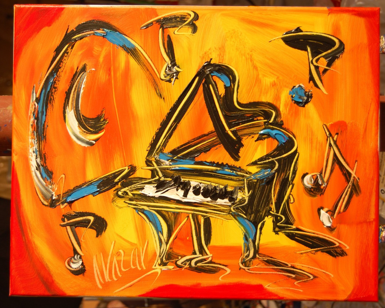 Jazz Original Oil Painting Stetched Canvas Impessionist Wall Art