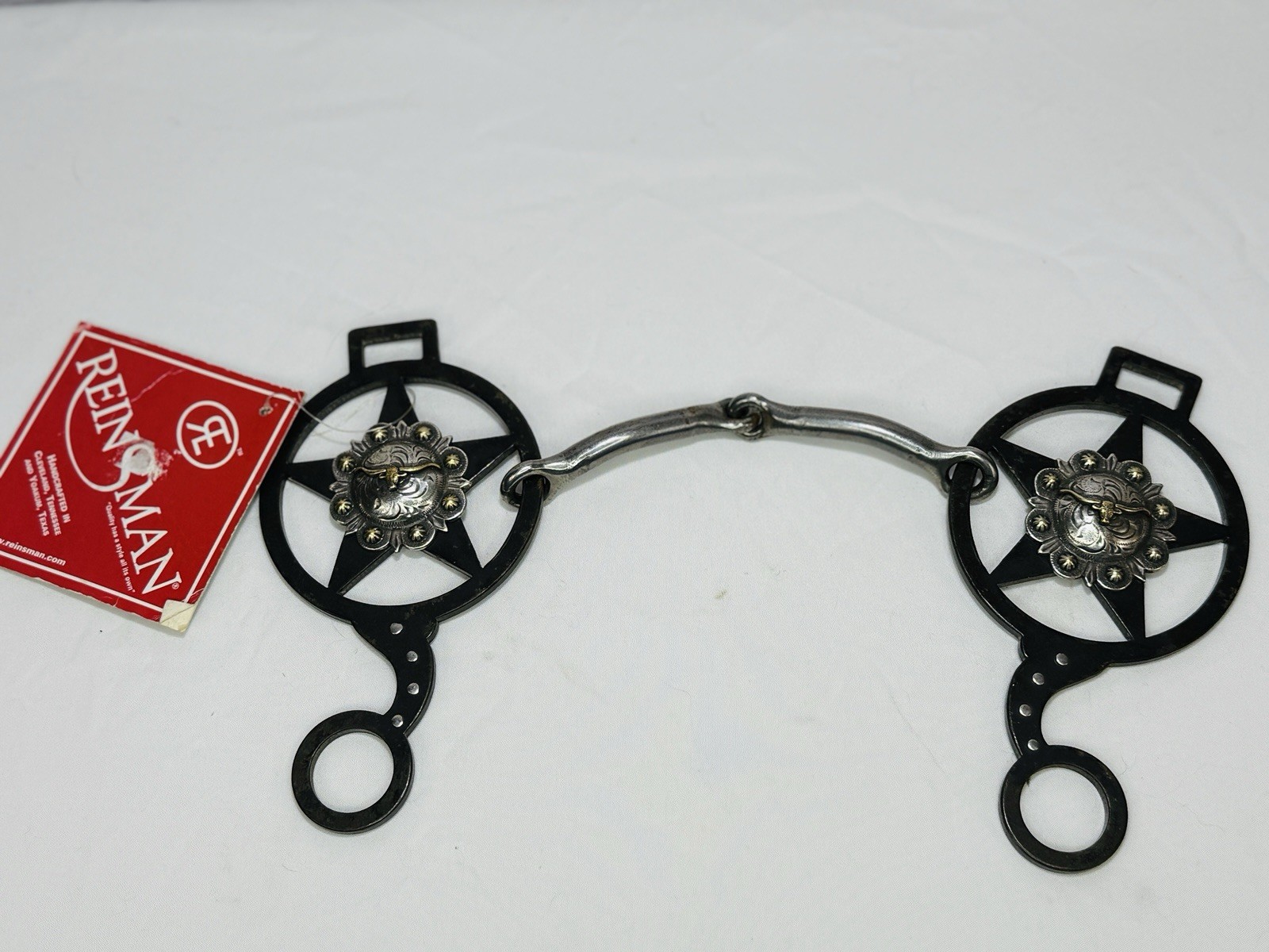 SW4 Reinsman Smooth Sweet Iron Snaffle 5" Mouth 3”Steel Wonder Bit Steer Conchos