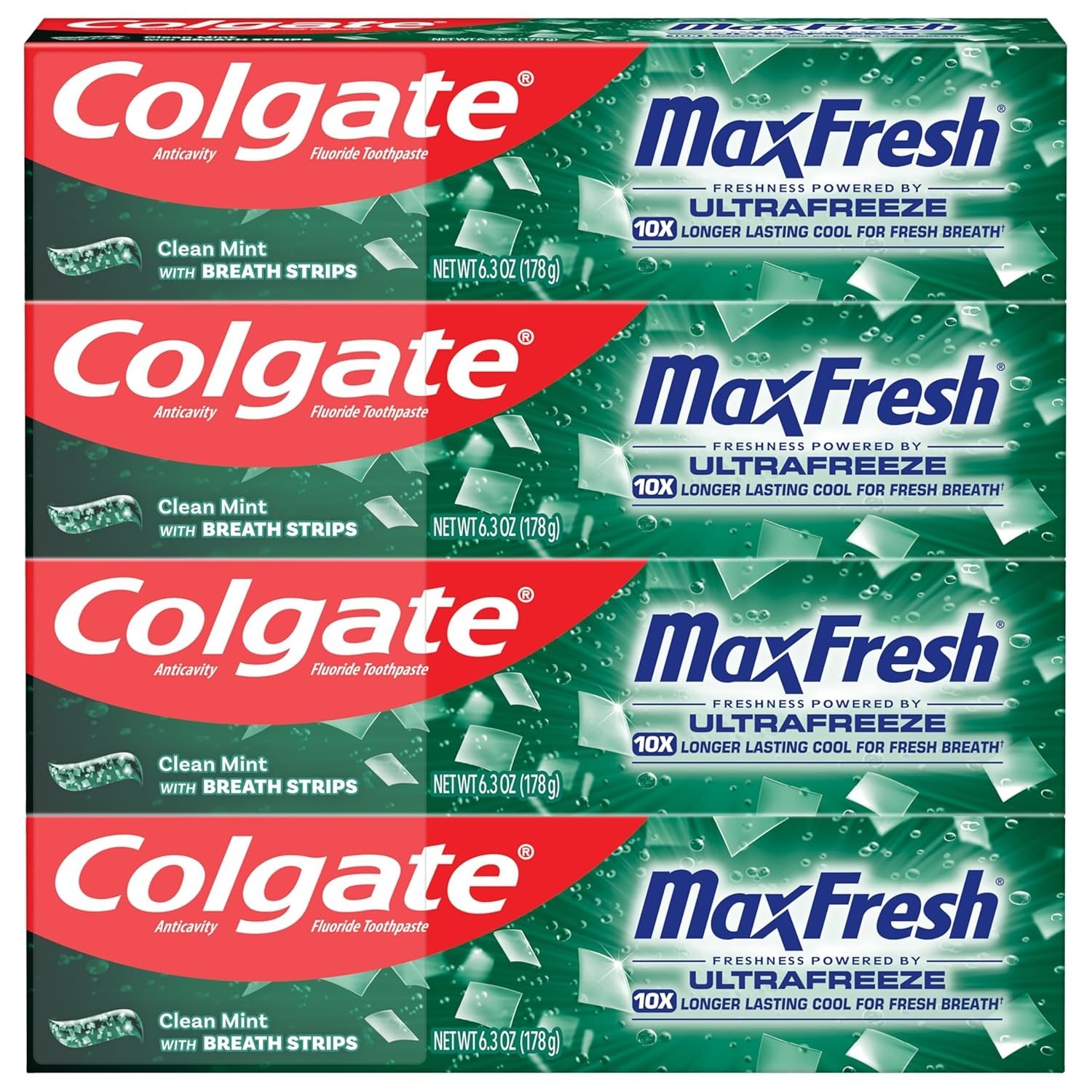 Colgate Max Fresh Whitening Toothpaste 4 Pack Clean Mint Breath Freshening