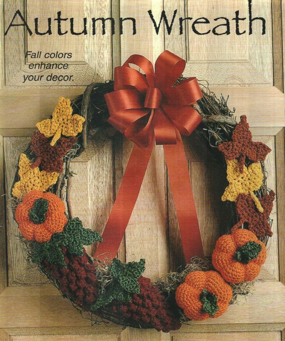 AUTUMN WREATH FALL HOME DECOR DIGEST SIZE CROCHET PATTERN INSTRUCTIONS