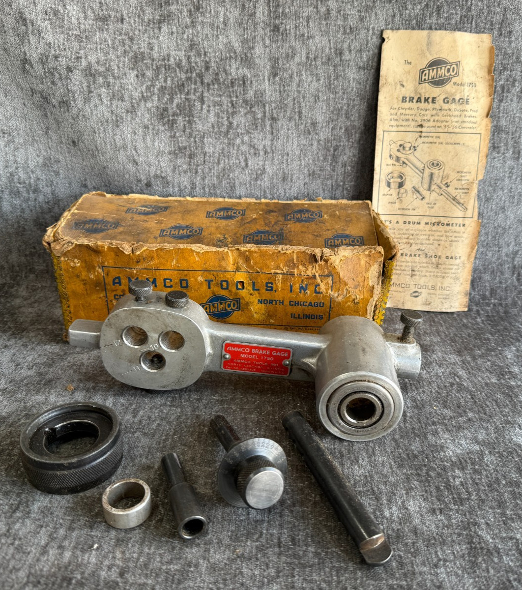 Vintage AMMCO Model 1750 Brake Gage Tool Set With Original Box & Manual Mopar
