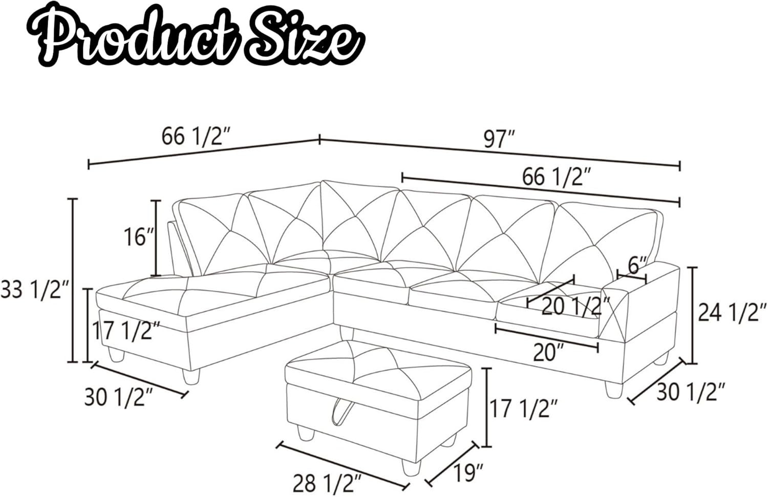 3-Piece L-Shaped Modular Leather Sofa – Convertible Sectional Couch with Movable