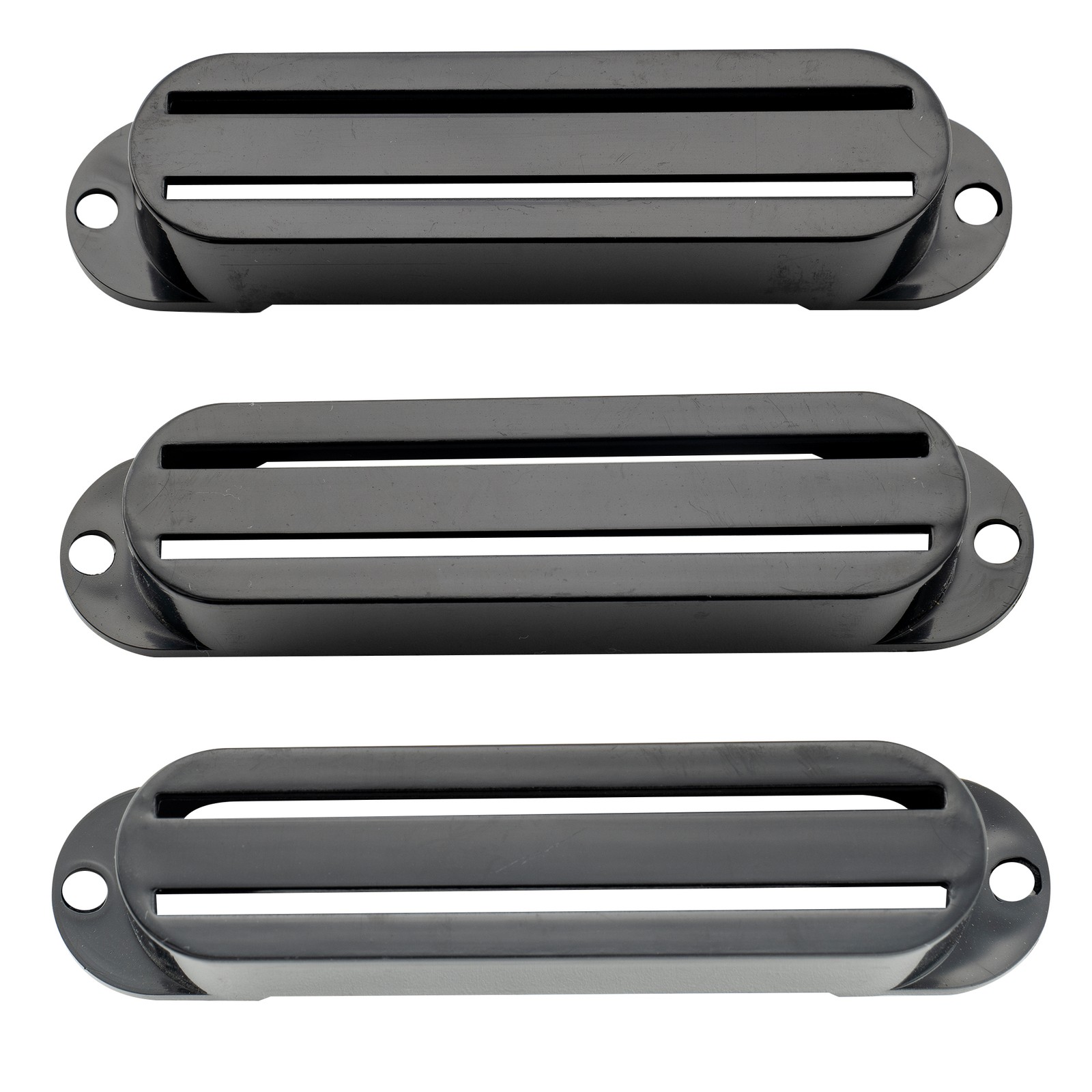 Musiclily 3Pcs Black Hot Rail Guitar Single Coil Size Humbucker Pickup Cover Set