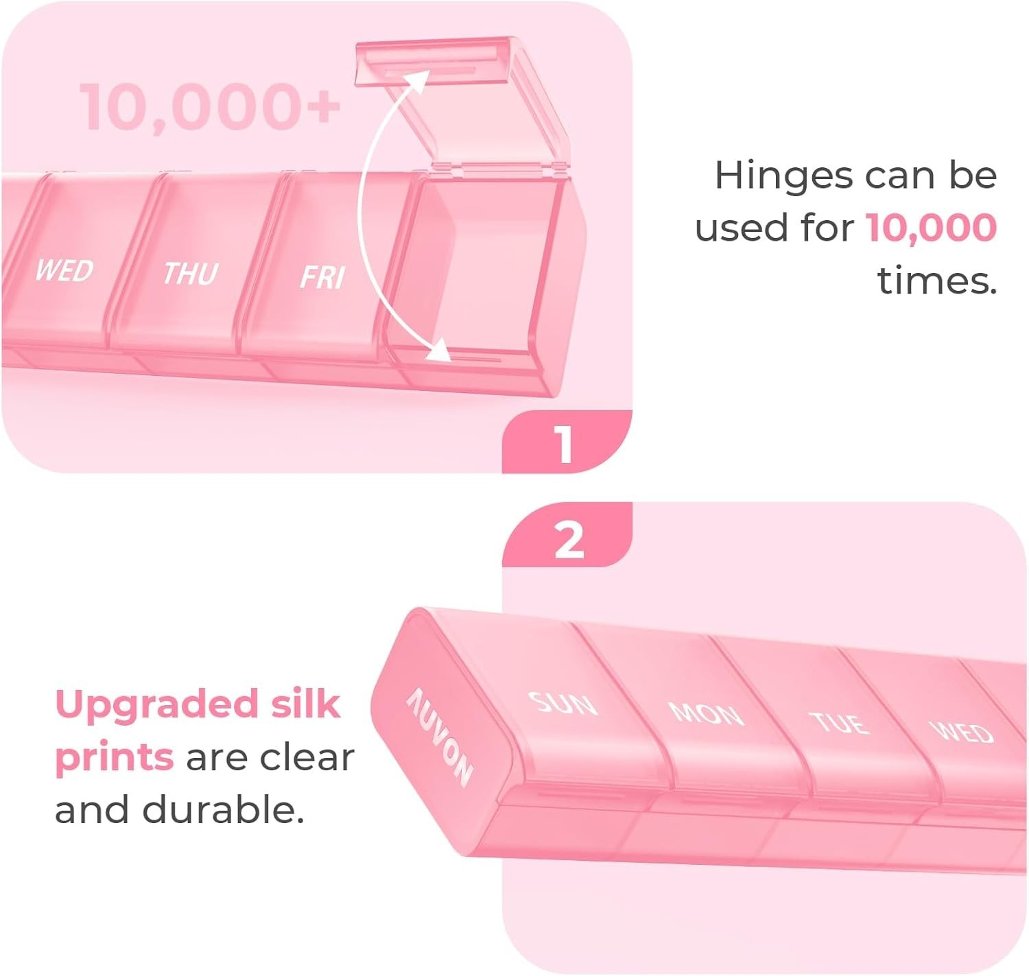 Weekly Pill Organizer with Effortless Opening Design, Arthritis Friendly Pill...