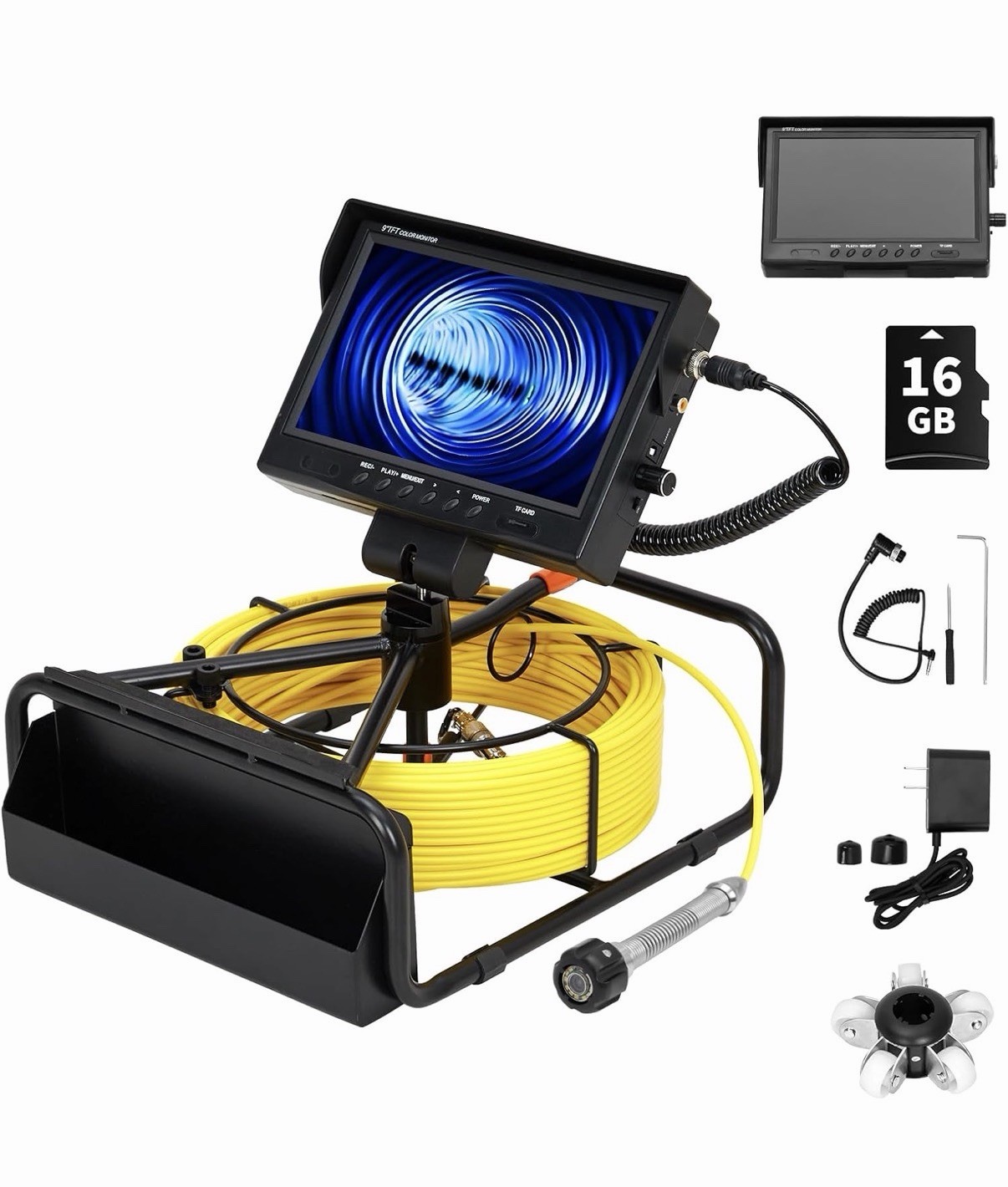 Rigid Pipe Inspection Camera 23mm Waterproof HD LCD w/ Adjustable LEDs 100FT