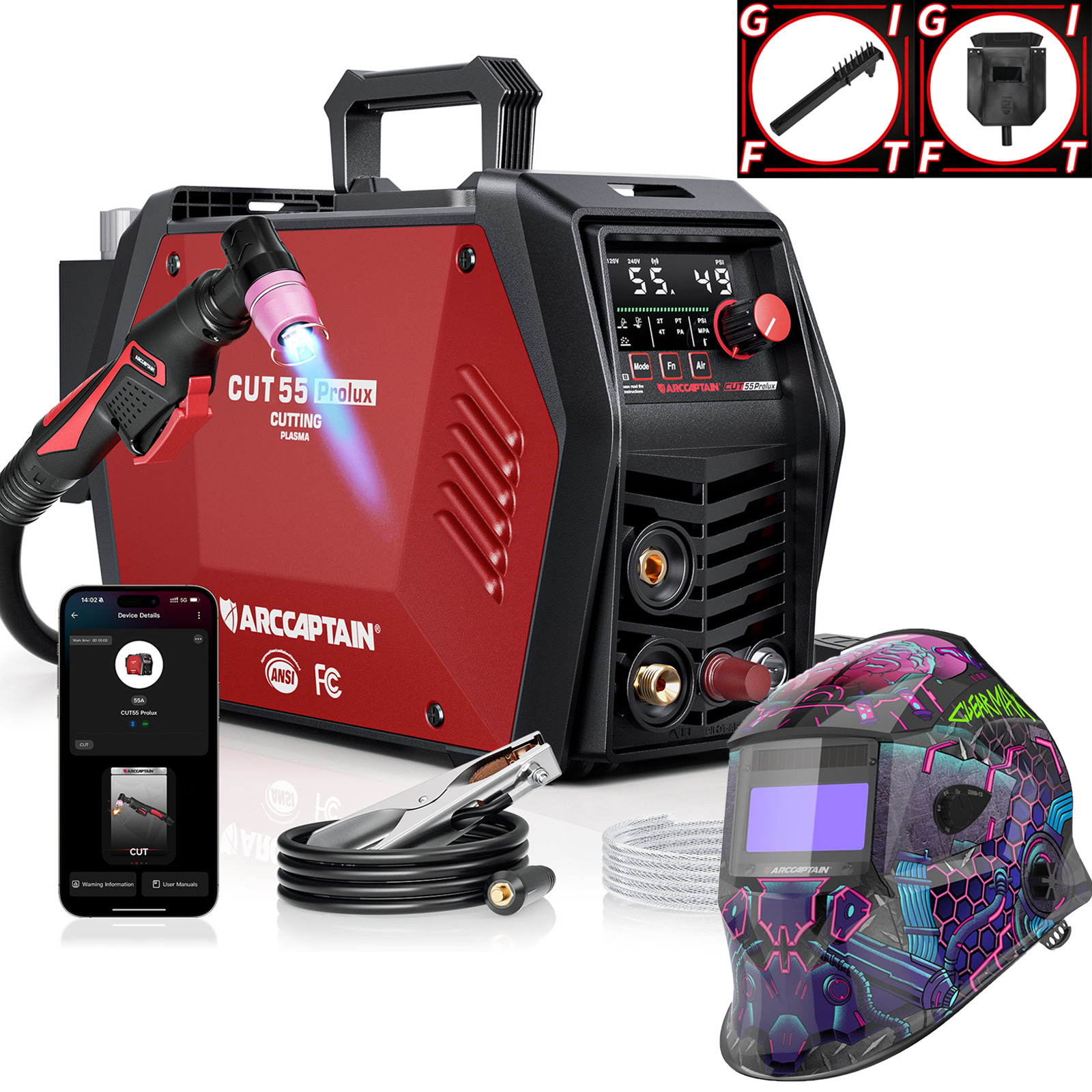 ARCCAPTAIN CUT55 Prolux Plasma Cutter Non-Touch Pilot Arc HF PA/PT App Control🔥