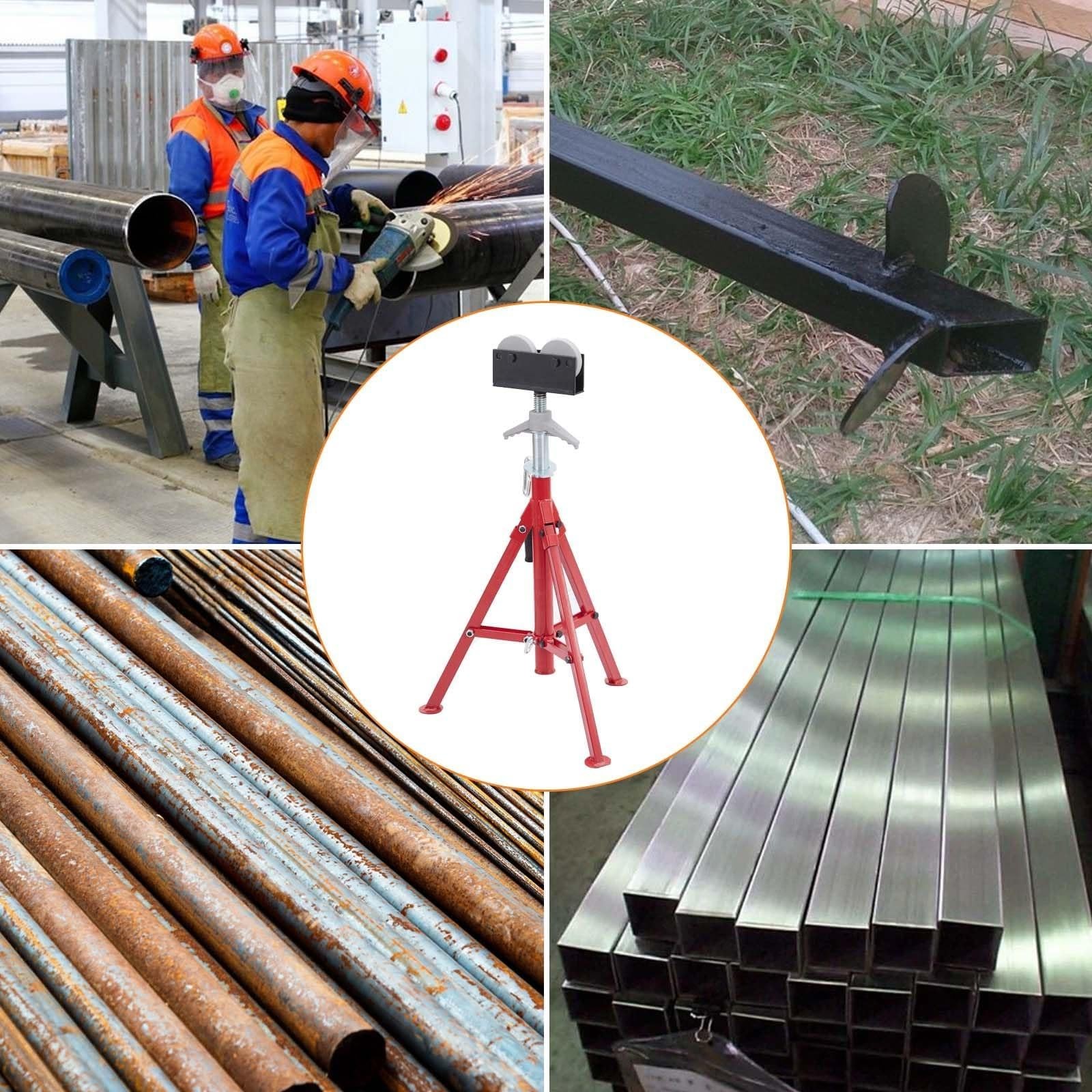 ✨Portable Folding Pipe Jack Stand with Roller 28–52" Adjustable Height 2500 lbs