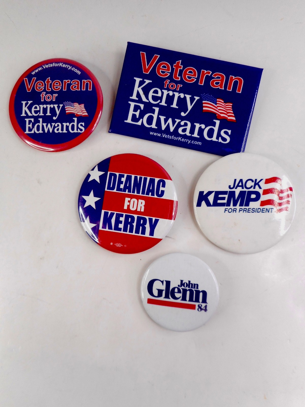 Vintage Kerry Edwards, Glenn,Kemp Pinback Pins Lot Of 5