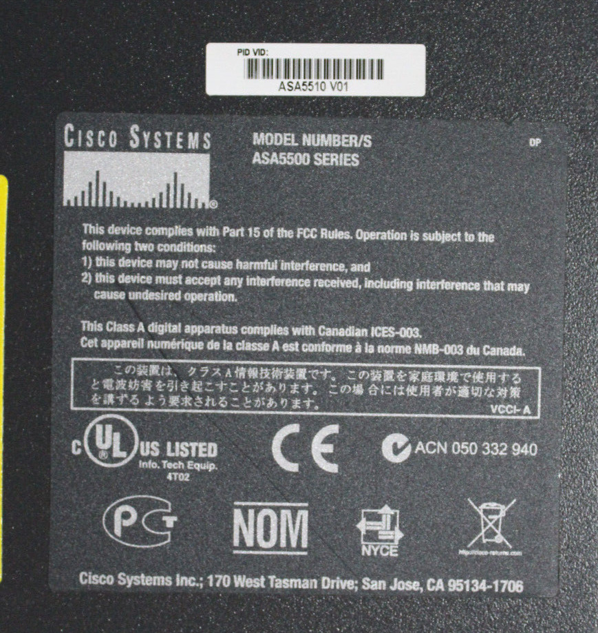Cisco ASA 5510 Adaptive Security Appliance Firewall ASA5510 + SSM-10 Module