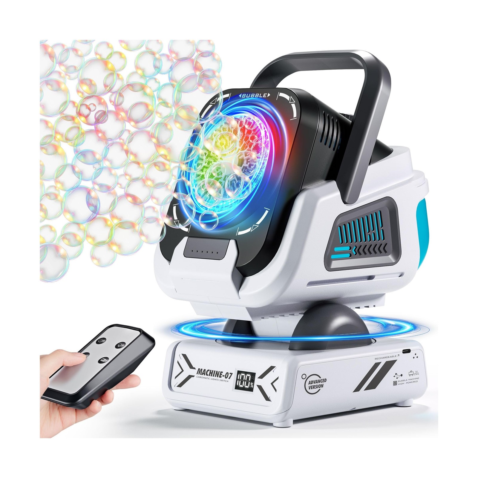 Upgraded Bubble Machine with Remote Control, Automatic Rotation & R... Fast Ship