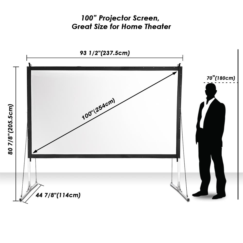 Projector Screen with Heavy Duty Stand 100inch 16:9 Outdoor Projection Screen