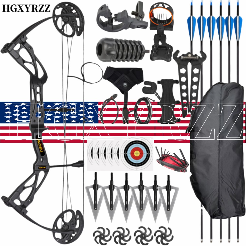Compound Bow Adults Youths 0-70Lbs Adjustable Archery Hunting Training Set Shot