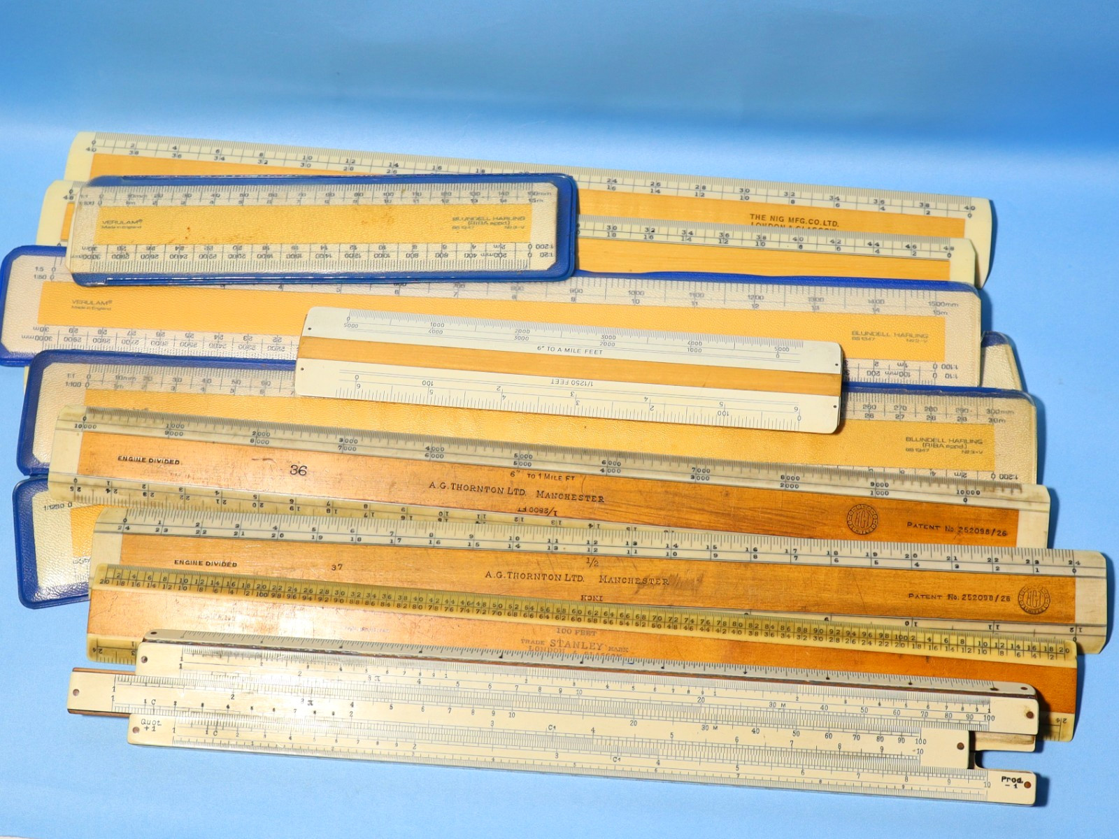 12 x Antique Boxwood Engineering Rules A.G. Thornton A.W. Faber Stanley LOOK @ A