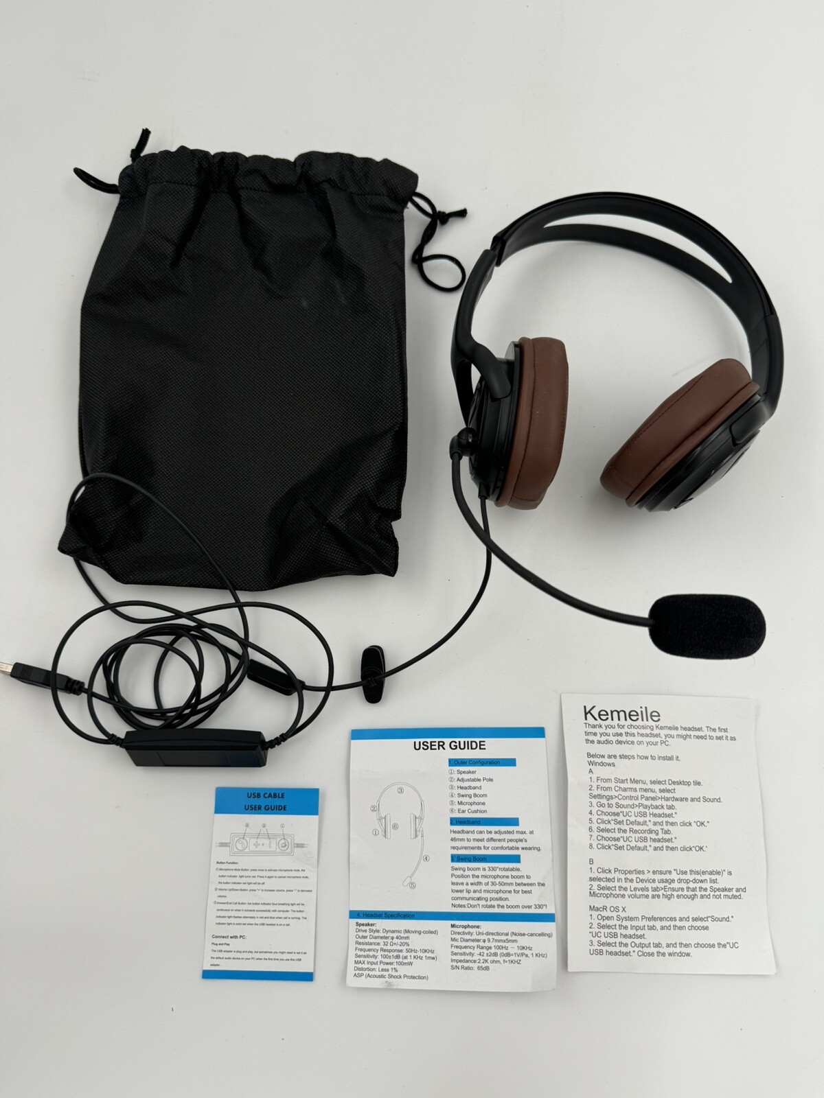 USB Headset With Microphone Noise Cancelling Voice Recognition For Laptop Calls
