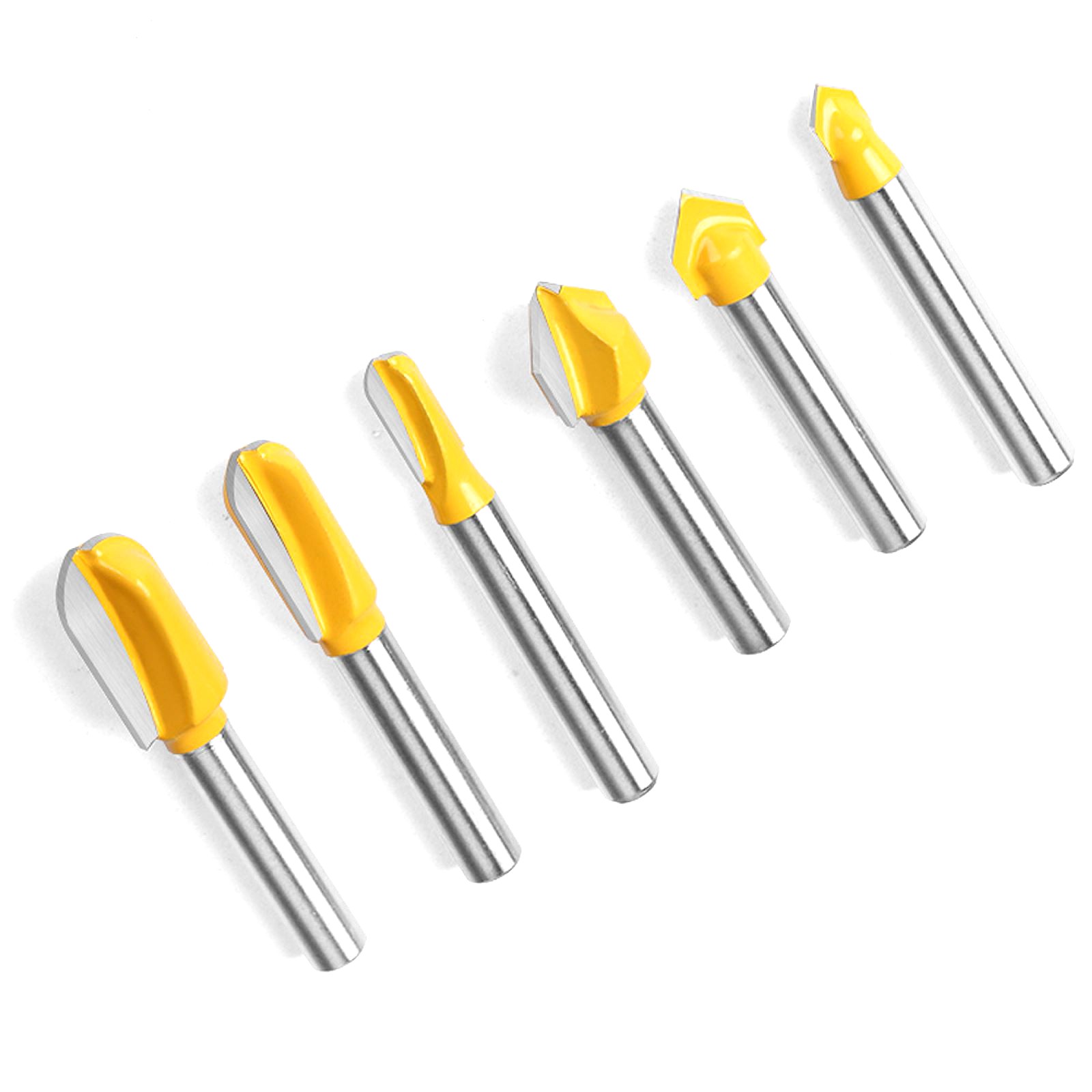 6PCS 1/4" Shank Core Box Router Bit and 90 Degree V Groove Router Bit Tool