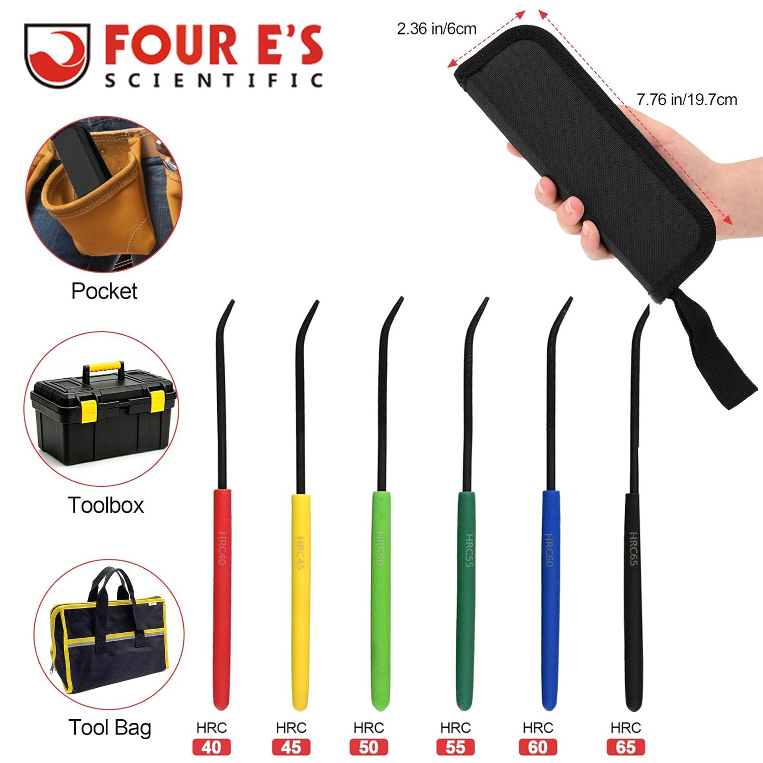 Hardness Test File Set 6Color Coded HRC40-65 for Steel Testing High carbon steel