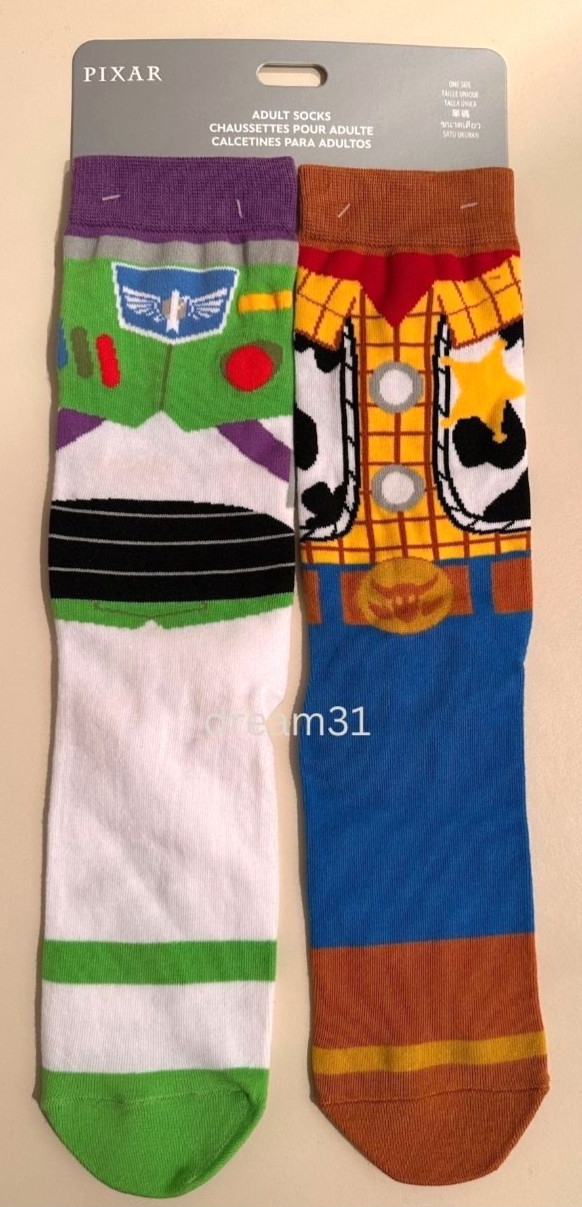 NWT Disney Parks Toy Story Buzz Lightyear and Woody Crew Socks 1 Pair Adult Size