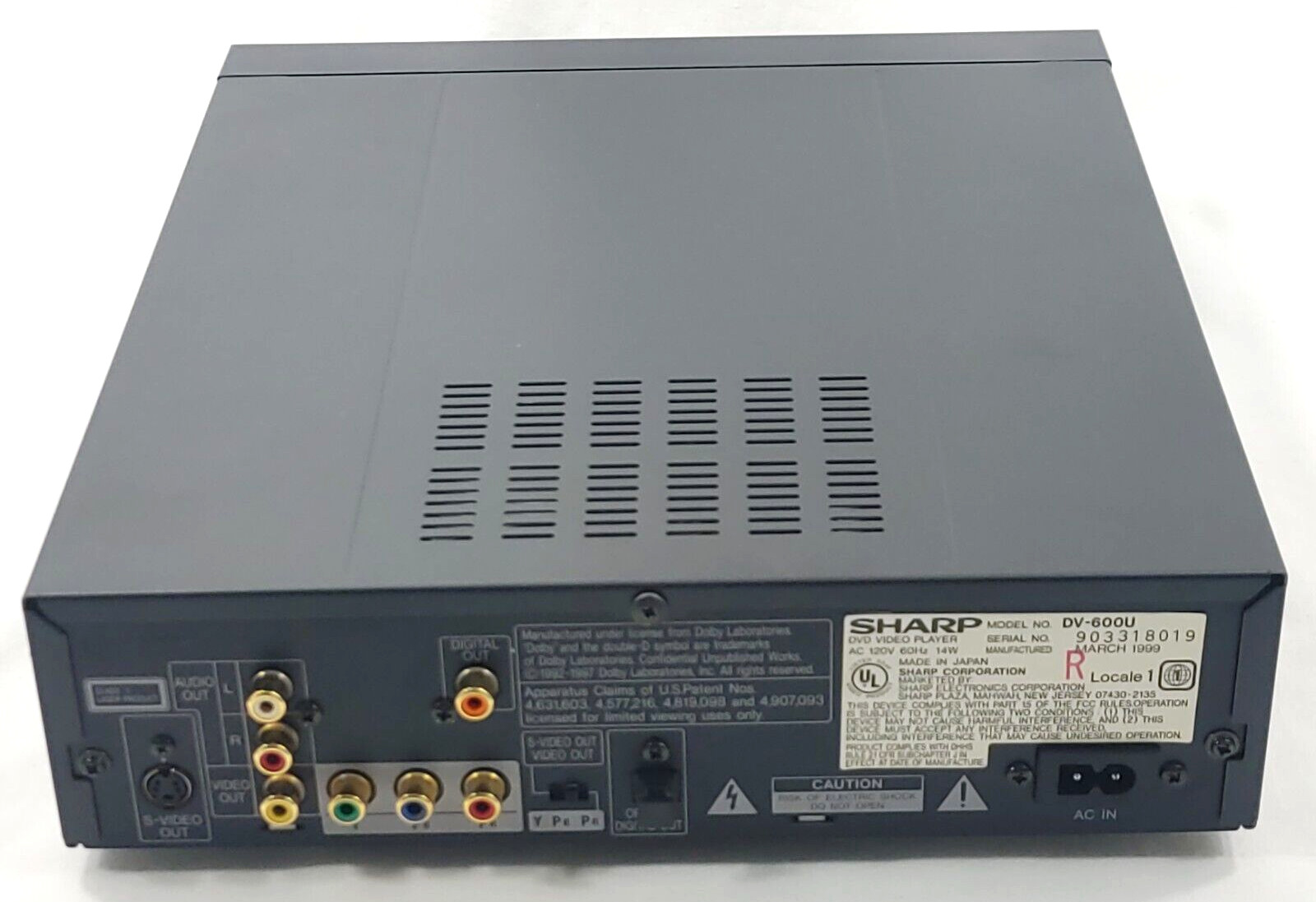 Sharp DV600U DVD Player Dolby Digital (AC-3) /DTS Ready