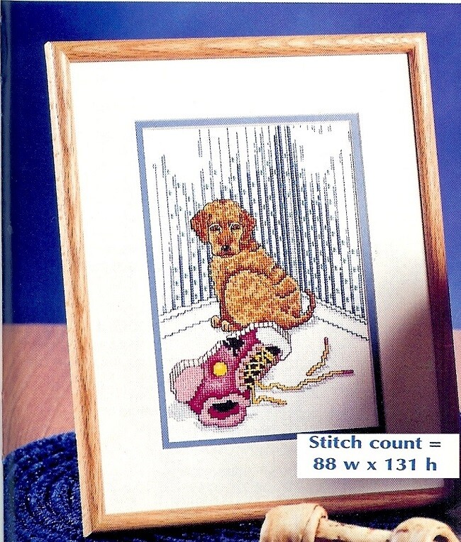 NAUGHTY PUPPY   CROSS STITCH  PATTERN ONLY    PY - AUS