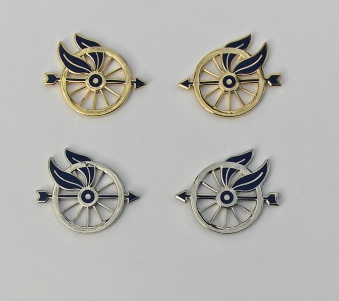Police Department - Collar Brass - Pins - Motorcycle Wheel Flames - Pair  - NEW