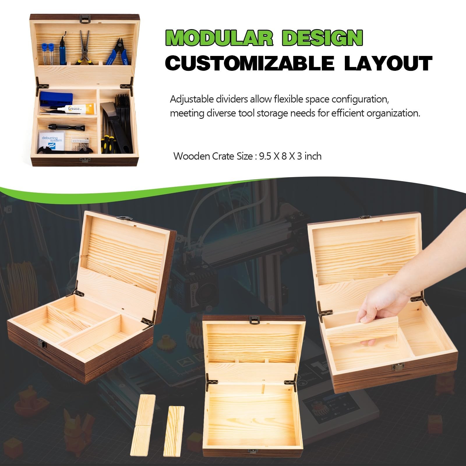 3D Printing Tool Set with Wood Box – 3D Printer Tools Features a deburring