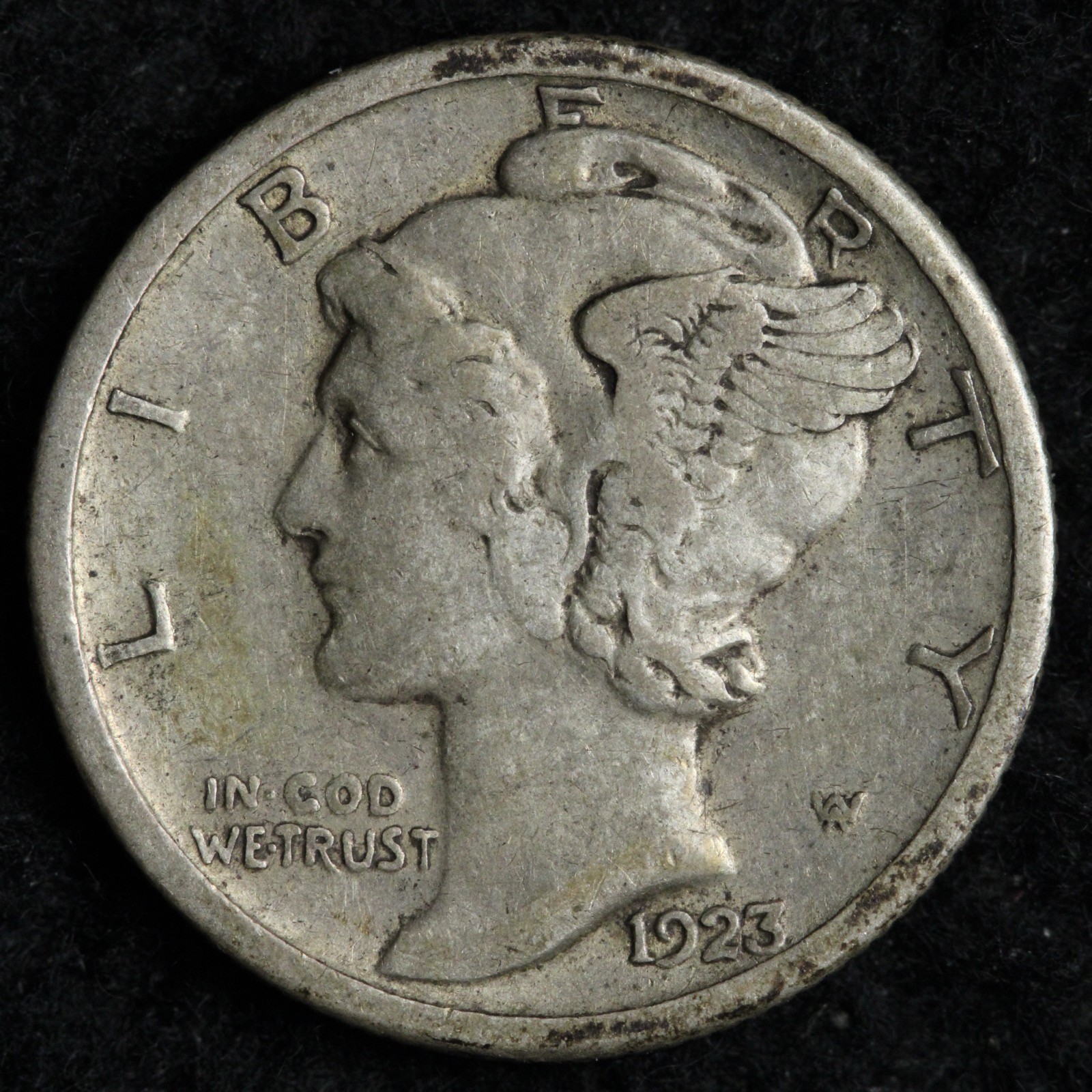 1923-S Mercury Silver Dime XF E251 JDCH