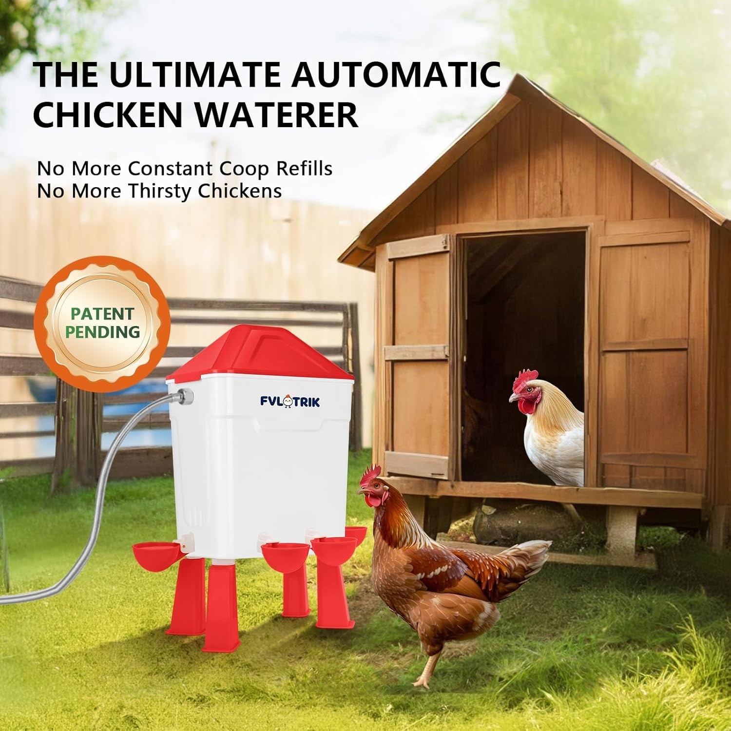 Automatic Chicken Waterer 3 Gallon; Float Valve; Poultry System
