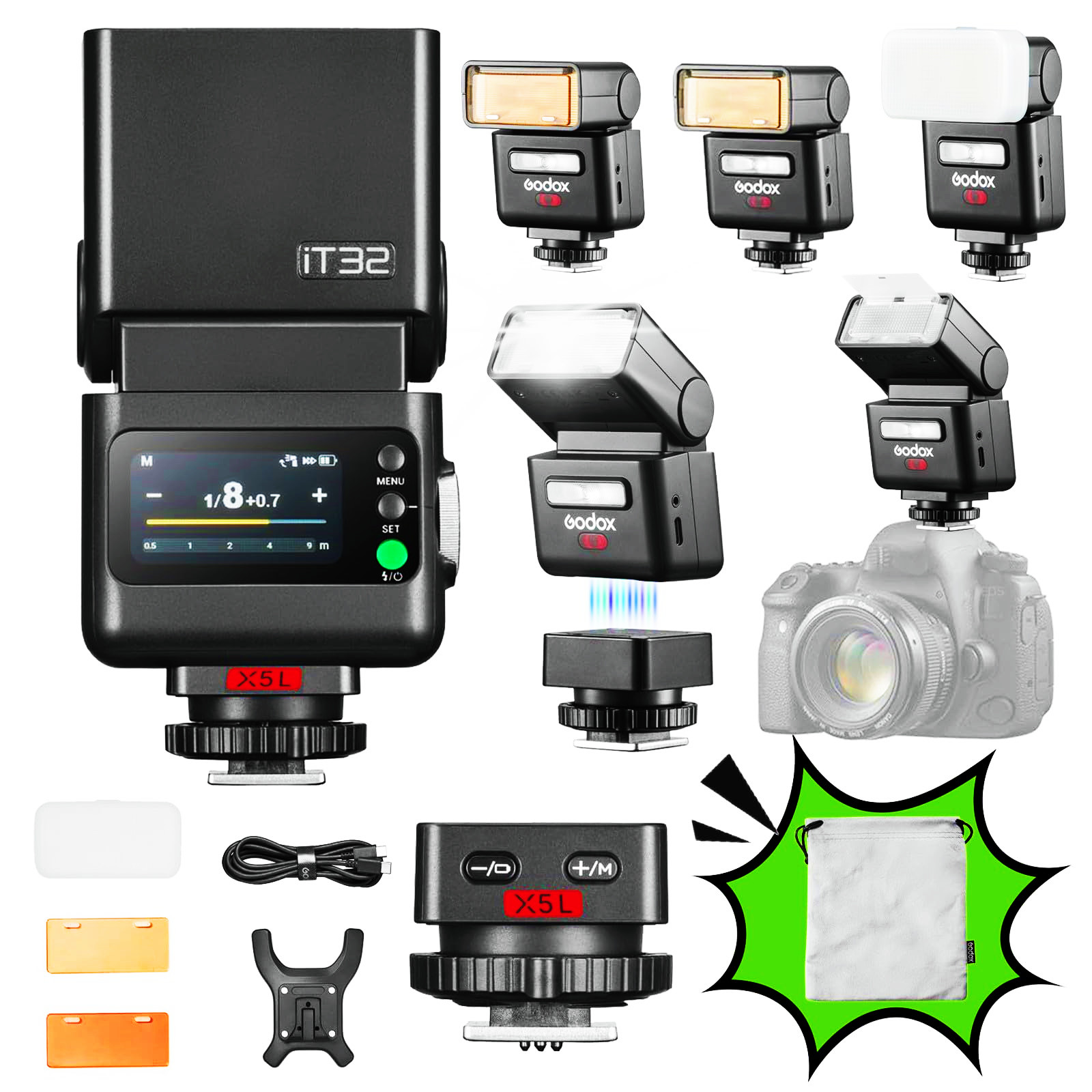 Godox iT32 X5L TTL 2.4GHz Wireless Camera Flash w/ X5 L Flash Trigger for Leica