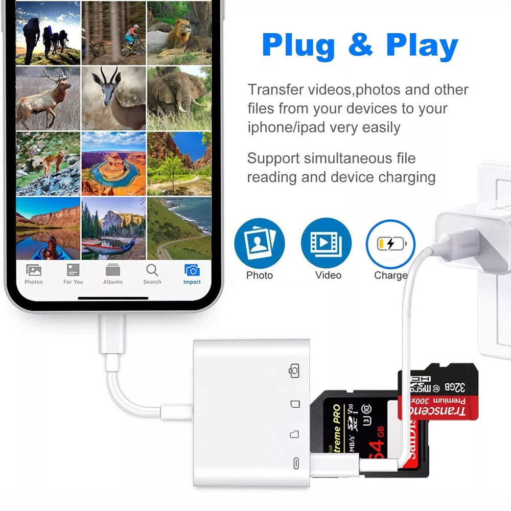 USB Card Reader Adapter USB Micro SD Memory Slot Compatible W/ iPhone iPad iPod
