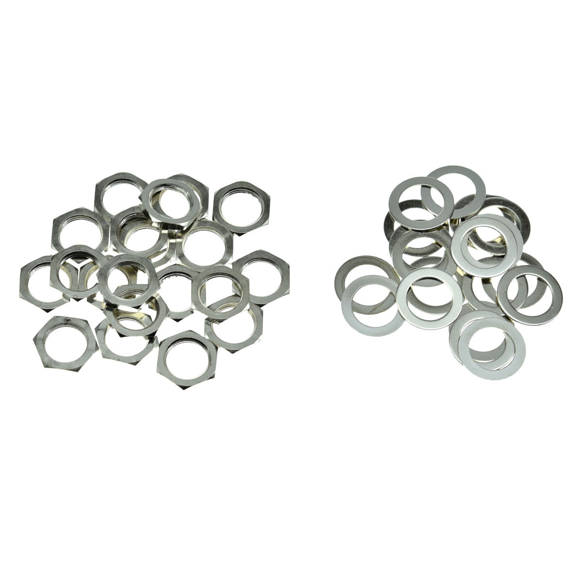 20pcs Guitar Input Output Jack Socket Nuts and Washer Metric Jack Nuts Nickel