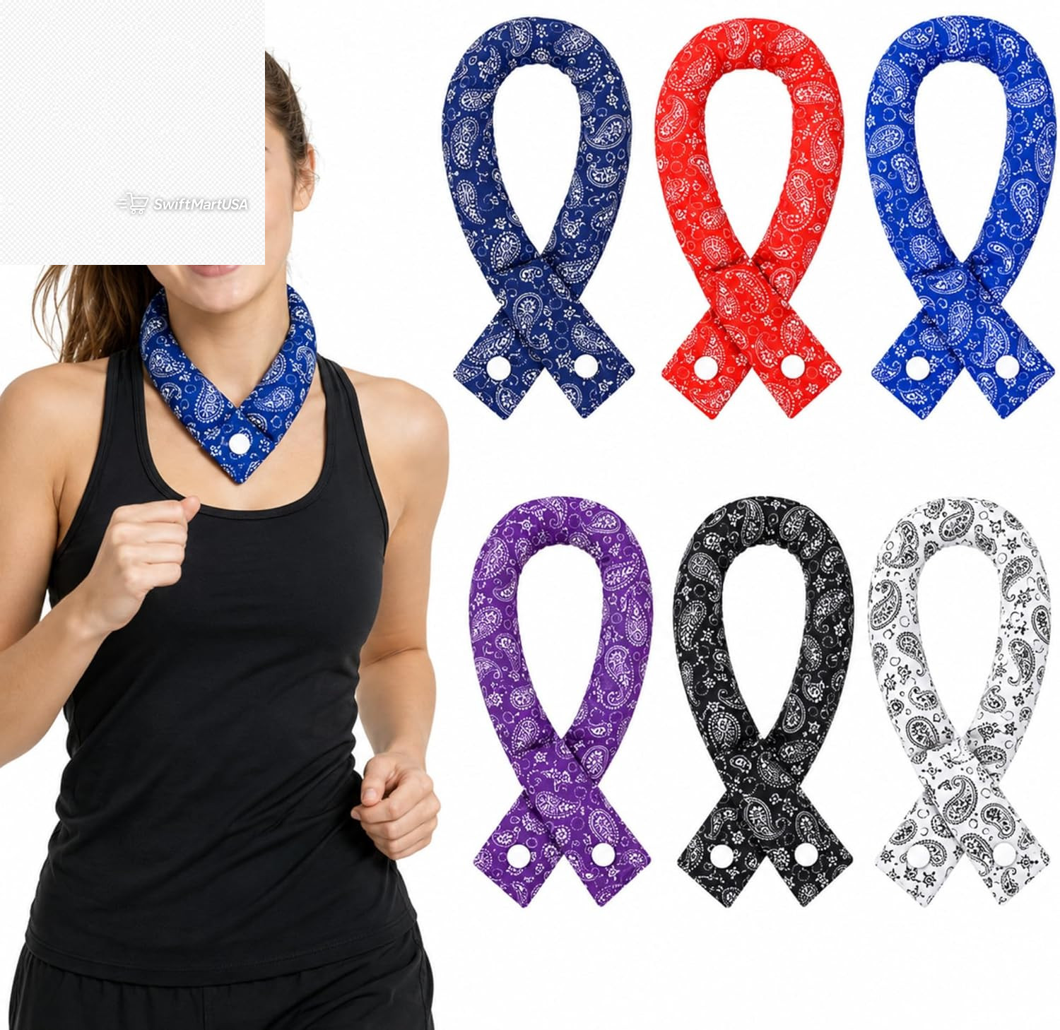 6 Pieces Cooling Neck Wraps Cooling Bandana Neck Cooler Ice Cooler Scarf for Wom