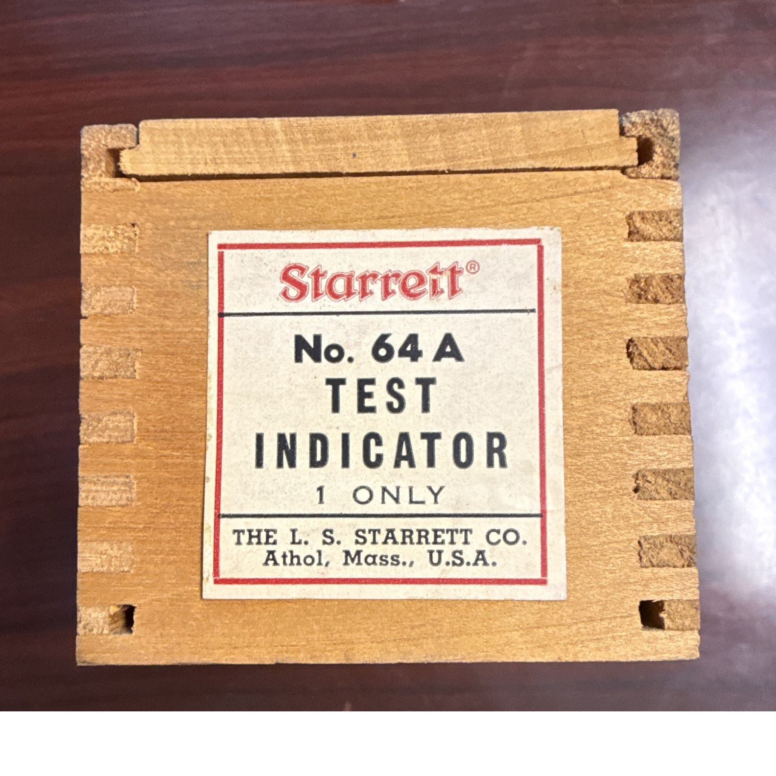 Starrett No. 64A Dial Test Indicator in Wooden Box w/ Accessories