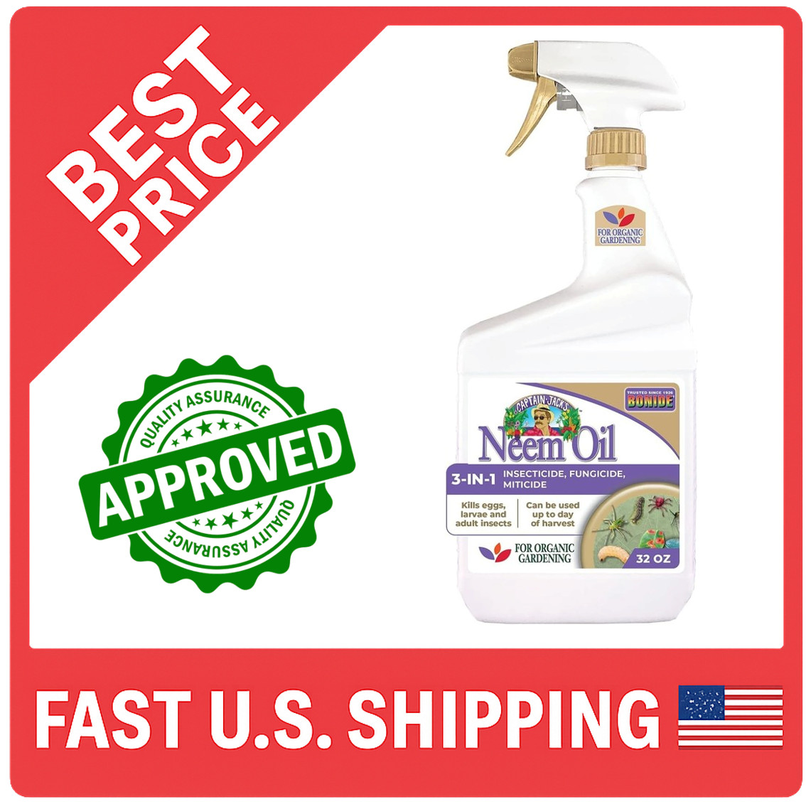 Captain Jack's Neem Oil, 32 oz Ready-to-Use Spray, Multi-Purpose Fungicide