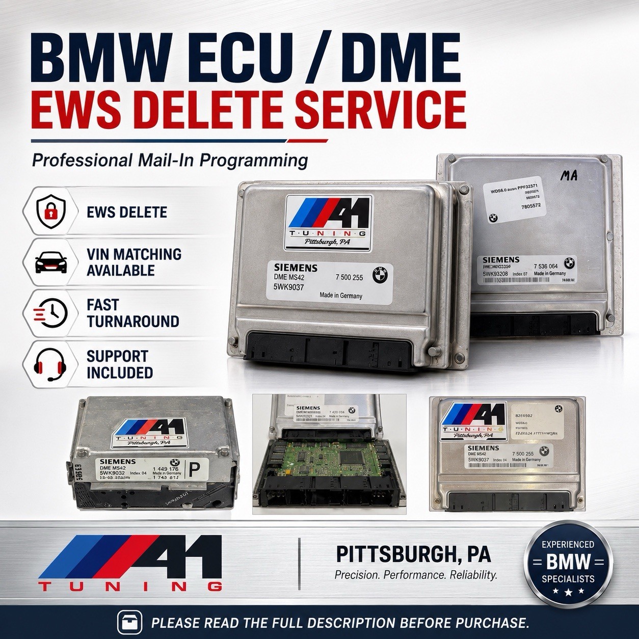 BMW DME EWS Delete Service MS41 MS42 MS43 MS45 MSS52 MSS54 ME7 M50 M52 M54