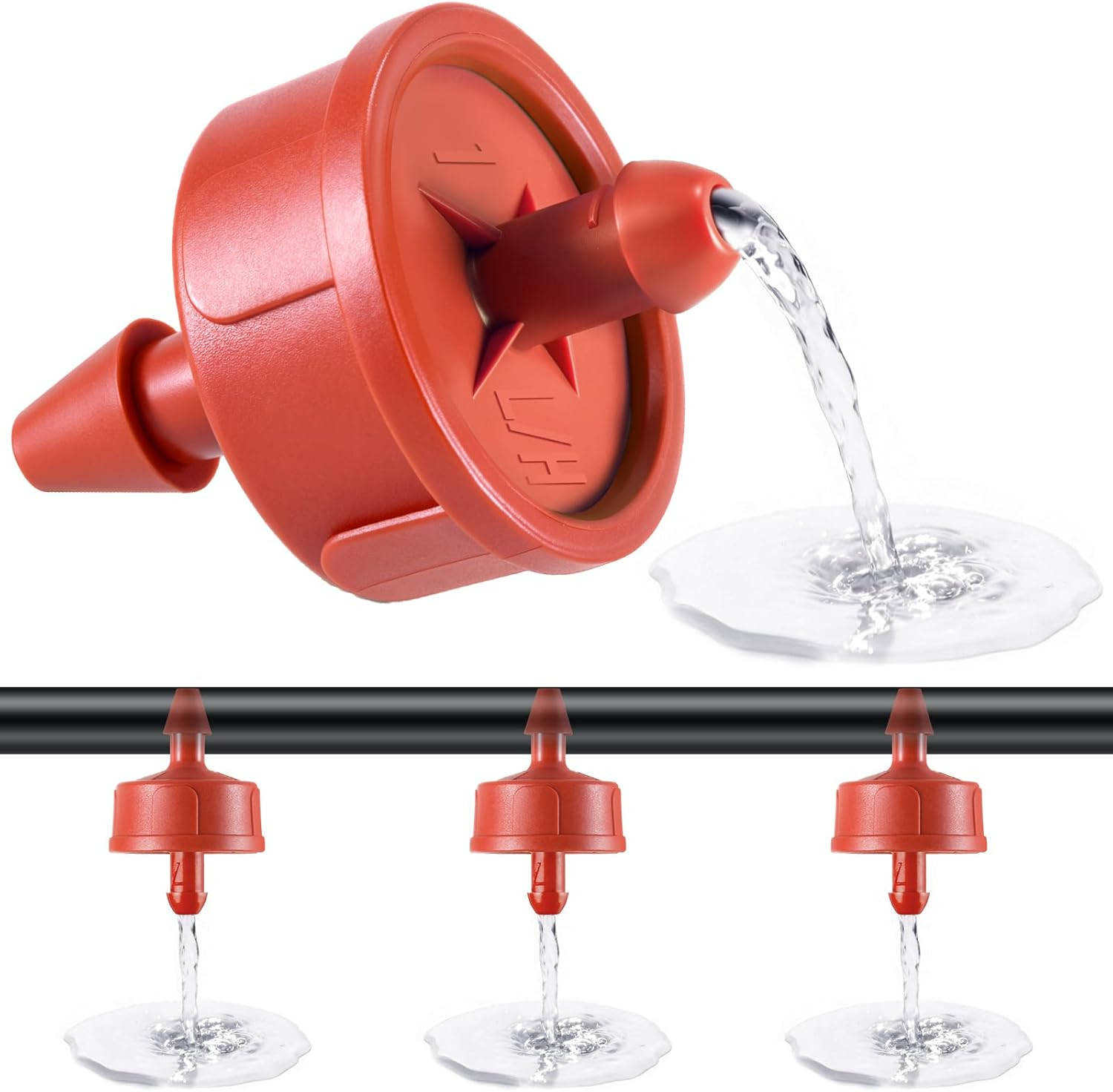 300 PCS 2 GPH Pressure Compensating Drip Irrigation Spot Dripper, Strong Flow Dr