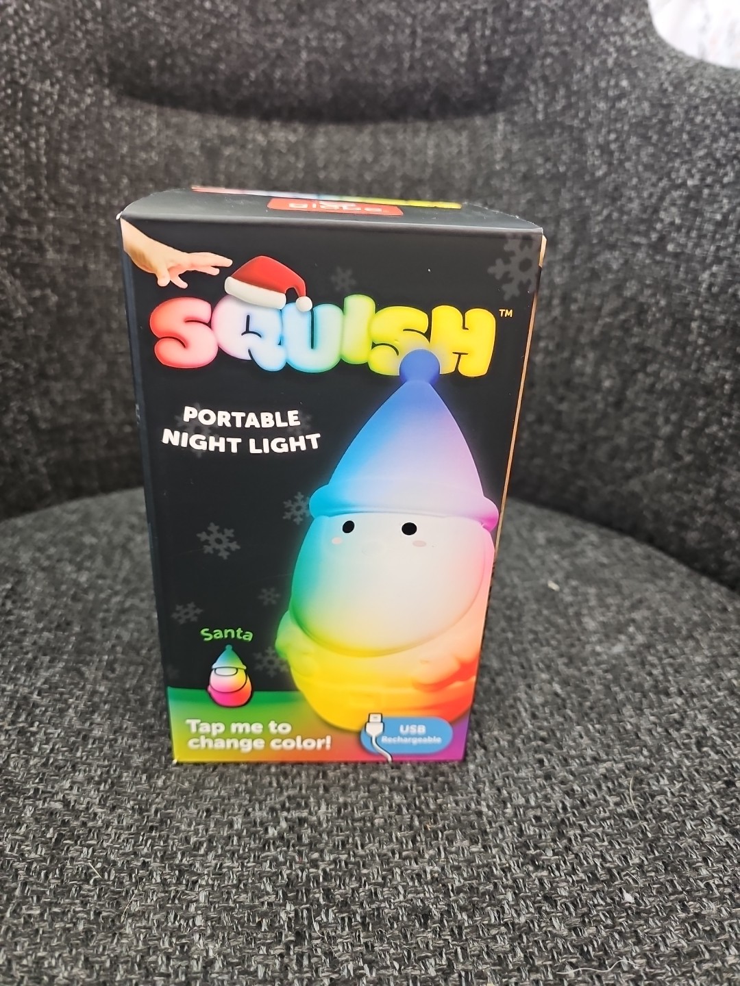 NIB Squish Portable Christmas Santa Claus Night Light Globe Color Changing