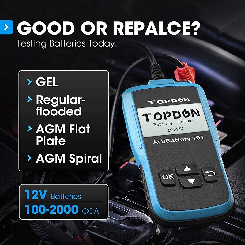 🔥TOPDON AB101 12V Car Load Battery Tester Digital Analyzer Tester LCD Screen