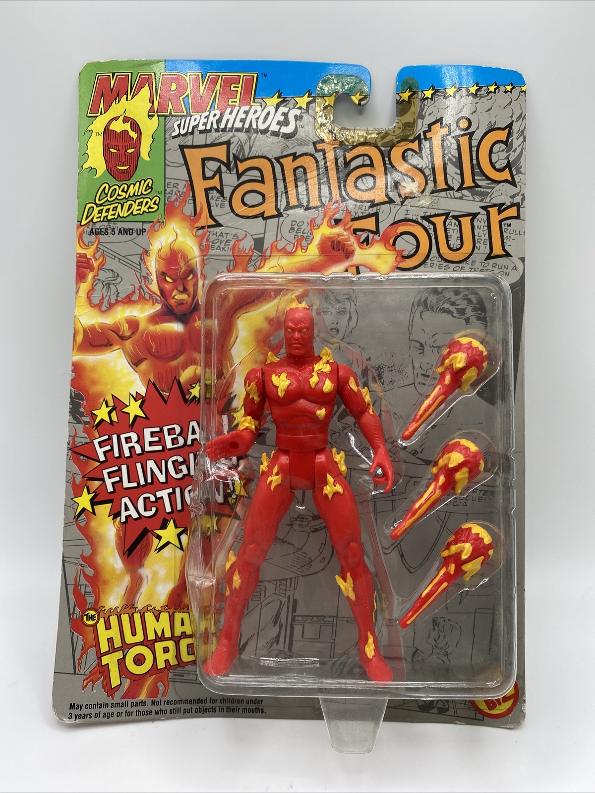 Toy Biz Marvel Super Heroes 1992 THE HUMAN TORCH Fireball Flinging Action MOC