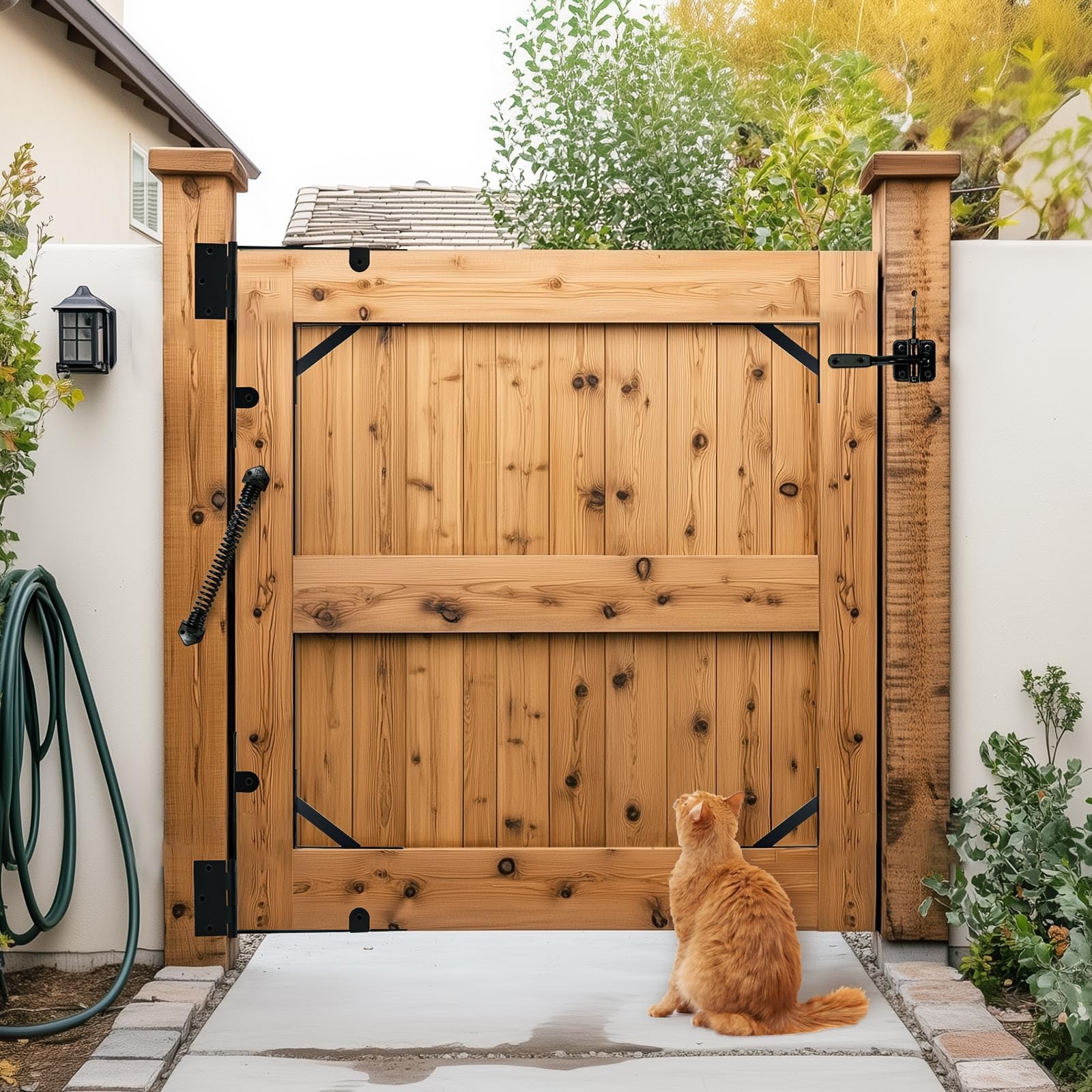 Fence Gate Kit Gate Hardware, 1 Set Anti Sag Gate Kit Gate Frame Cornor Brack...