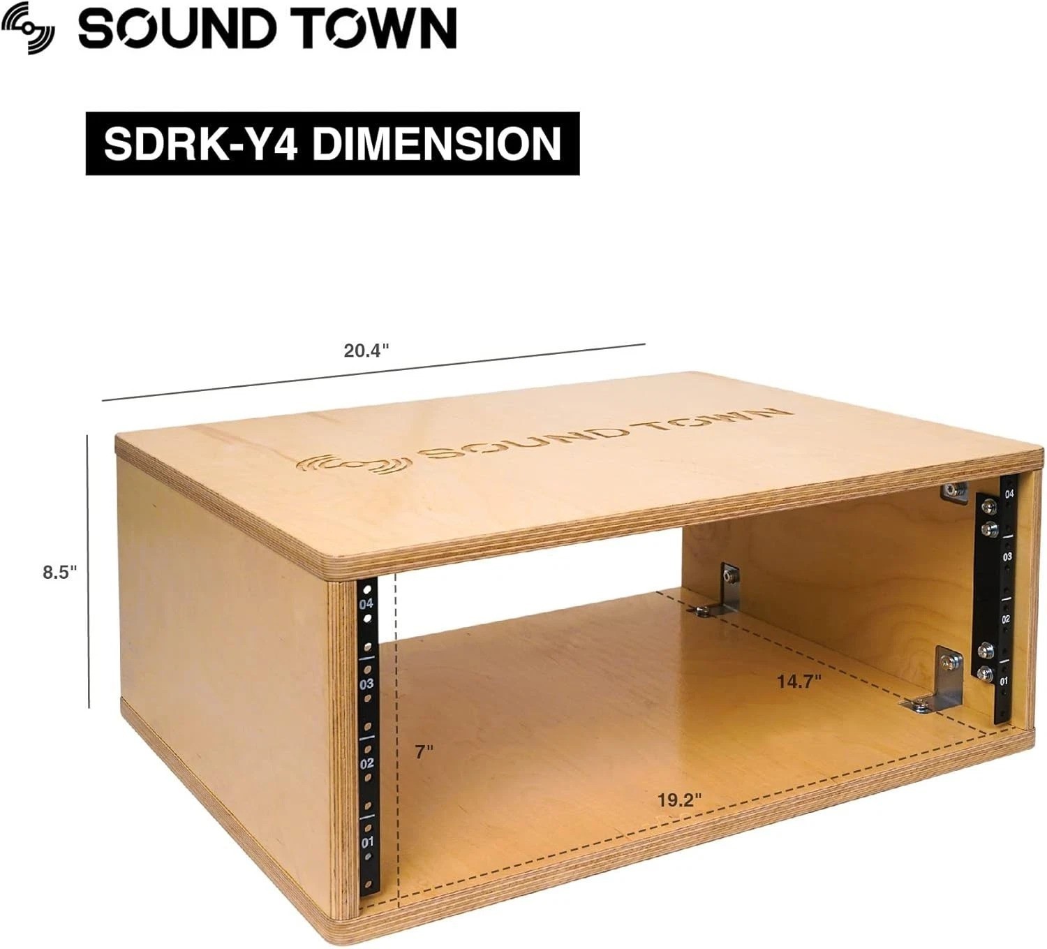 4U Studio Rack Golden Oak Finish, Assembly Required