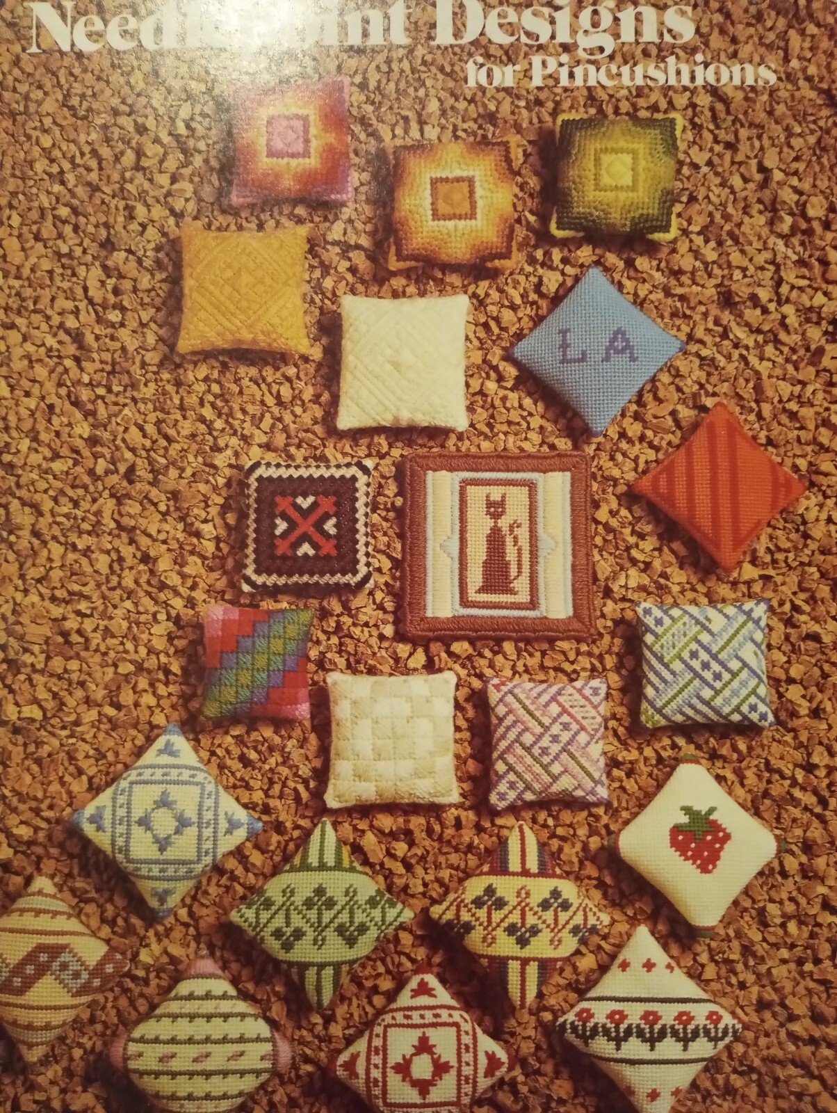 Vintage Needlepoint Pincushions Pattern Leaflet Stitches Learn to Needlepoint