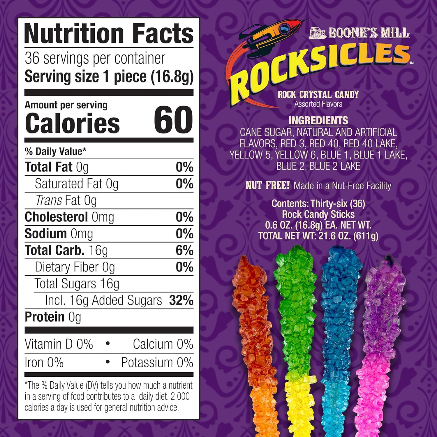 Rocksicles - 36 Extra Large Rock Candy Sticks