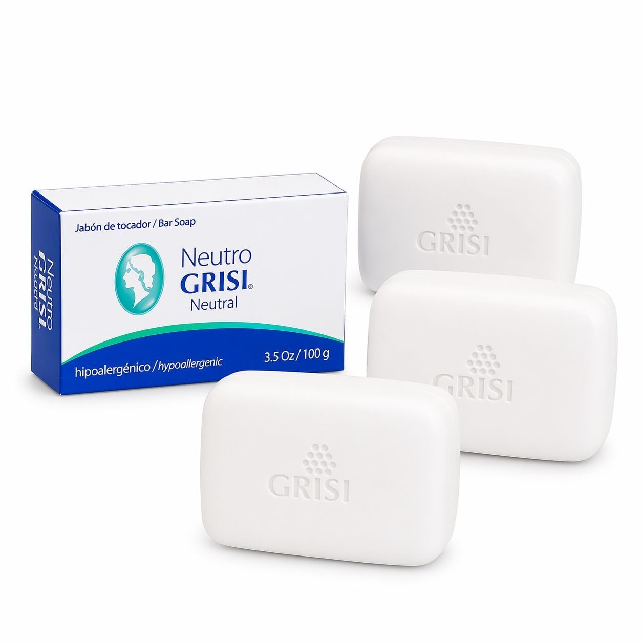 Grisi Neutral Soap Hypoallergenic Sensitive Skin Face & Body 3.5 oz Bar (3/4/6 P