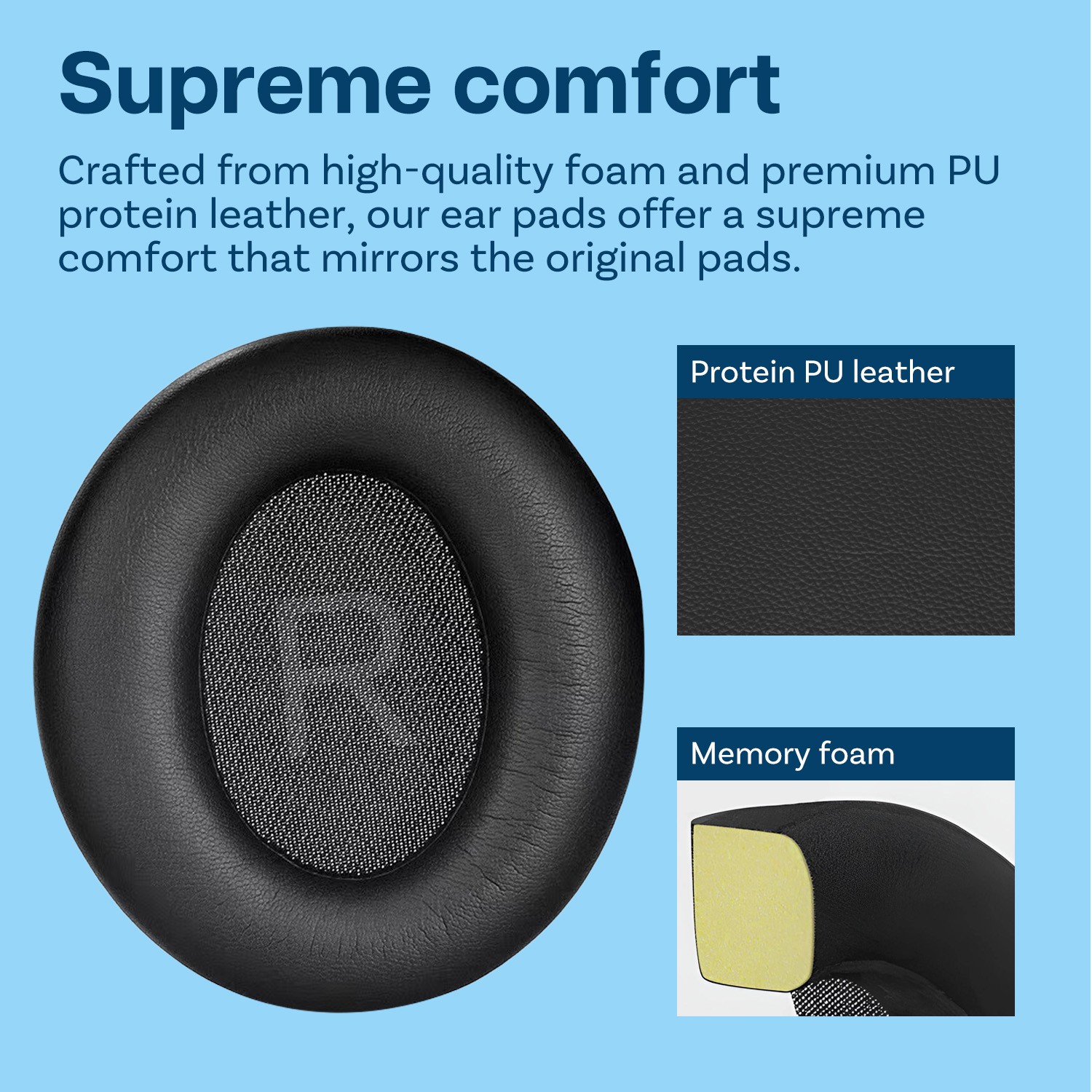 Replacement Ear Pads for Anker Soundcore Space Q45 - Protein PU Black